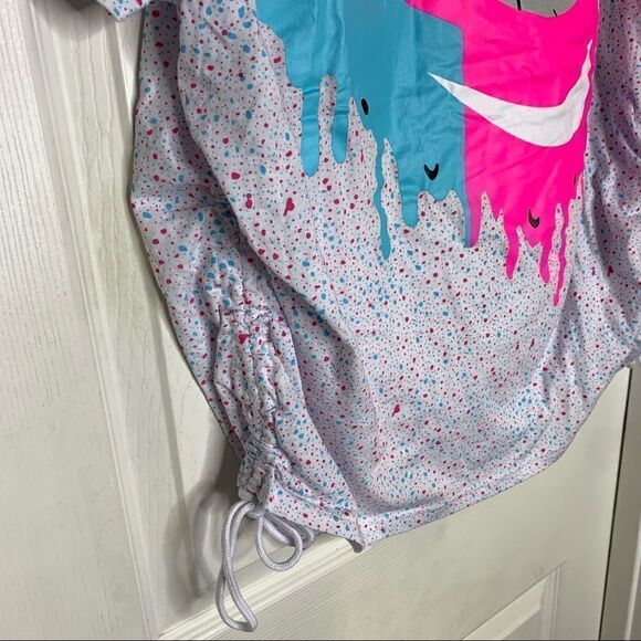 On Fire Lips Splatter Paint Ruched Side Tee Size 3X - Picture 5 of 10